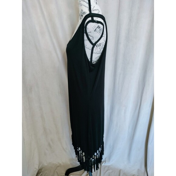 NWOT! Pinziko Black CoverUp/Tank Dress w/Fringe. Size XL - Picture 4 of 6